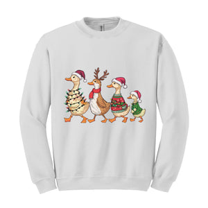 Christmas Ducks Sweatshirt, Duck Christmas Sweatshirt For Women, Funny Animals Christmas Sweatshirt, Farm Lover Gift, Funny Christmas Sweatshirt