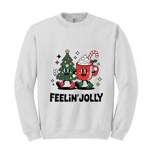 Feeling Jolly Christmas Sweatshirt, Retro Christmas Sweat, Christmas Mom Sweatshirt, Funny Christmas Tee