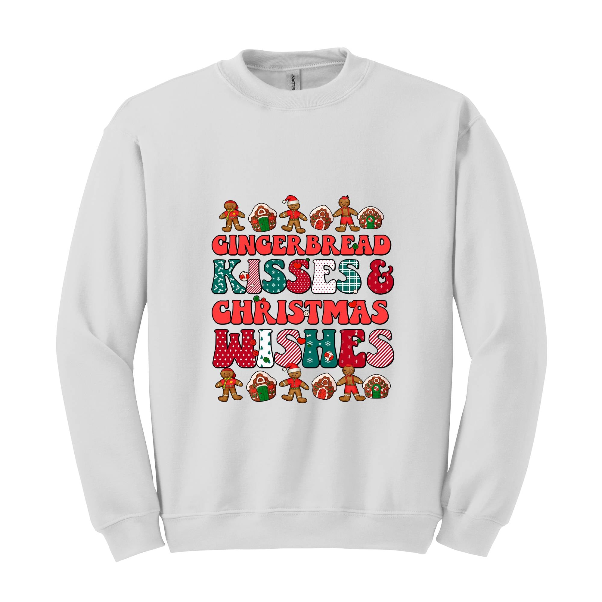 Gingerbread Kisses & Christmas Wishes Sweatshirt, Christmas Crewneck, Gingerbread Sweatshirt, Cute Christmas Sweater, Christmas Gift