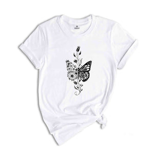 Floral Schmetterling shirt, Nature Tier Liebhaber Tshirt, Selbstliebe Minimalistisches Asthetisches Shirt