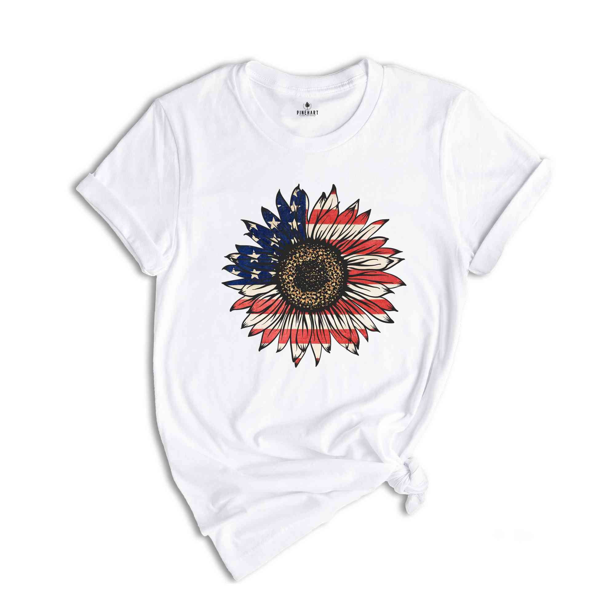 American Sunflower Shirt, 4th Of July Shirt, USA Shirt, Patriotic Shirt, Independence Day Shirt, Red White And Blue, Fourth Of July