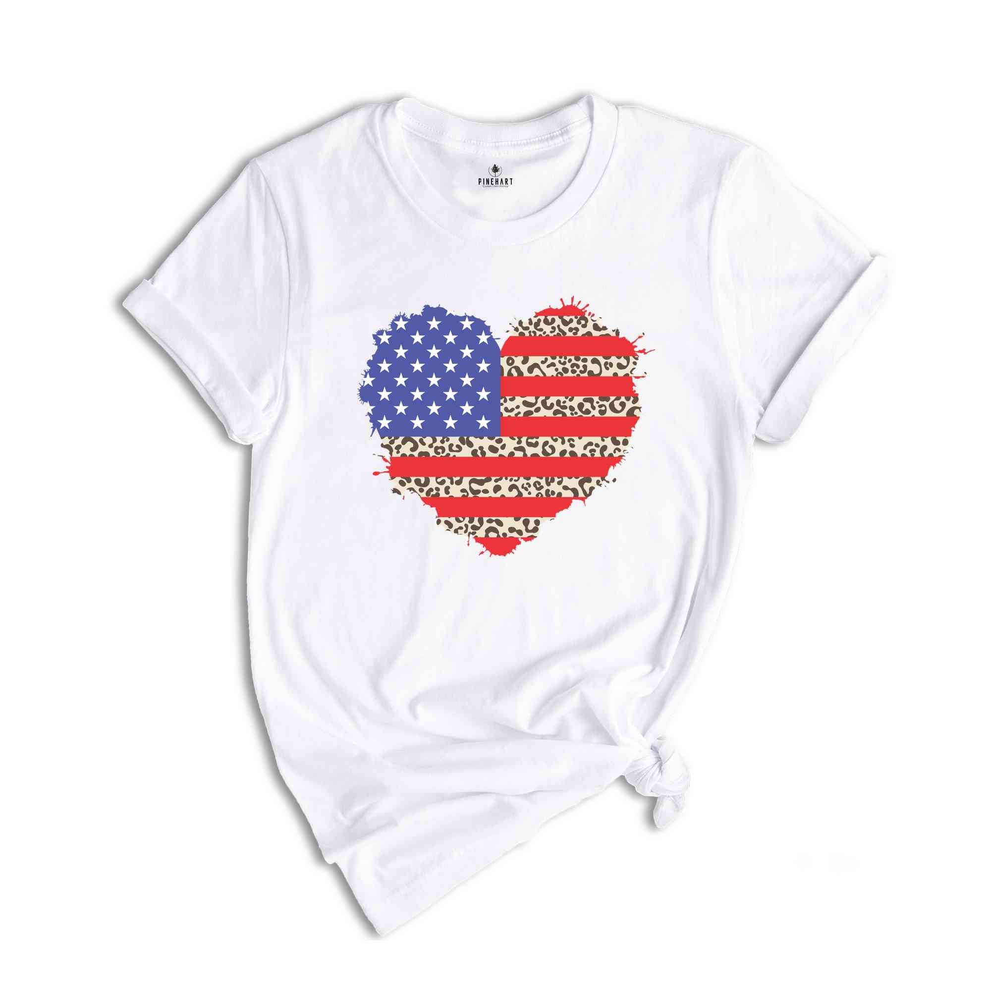 American Flag Leopard Shirt, American Flag Heart Shirt, Patriotic Shirt, USA Shirt, 4th Of July Shirt, July 4th Shirt, The US Flag Shirt