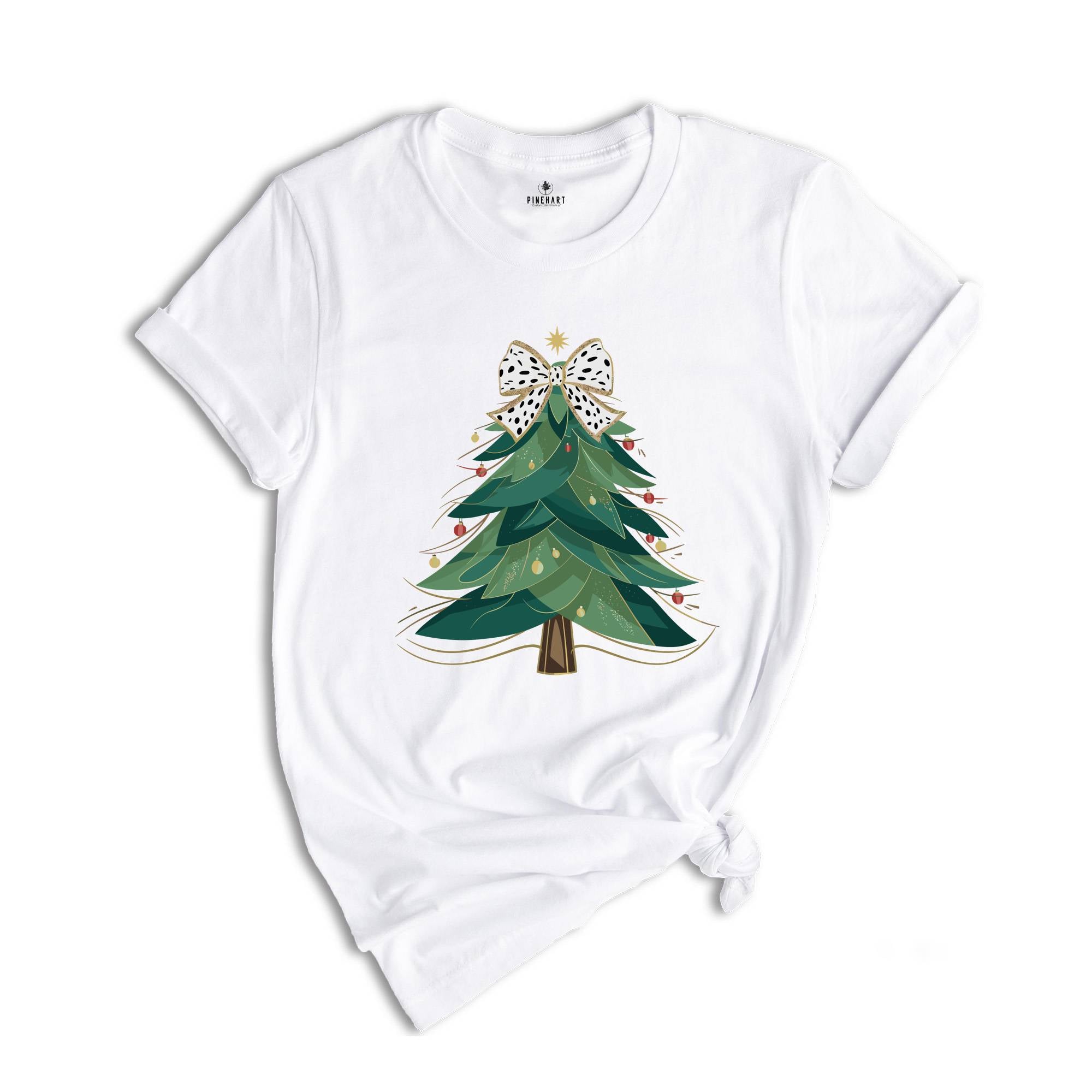 Coquette Christmas Tree, Girly Christmas Tree T-shirt, Christmas Coquette Bow Shirt, Merry Christmas T-shirts