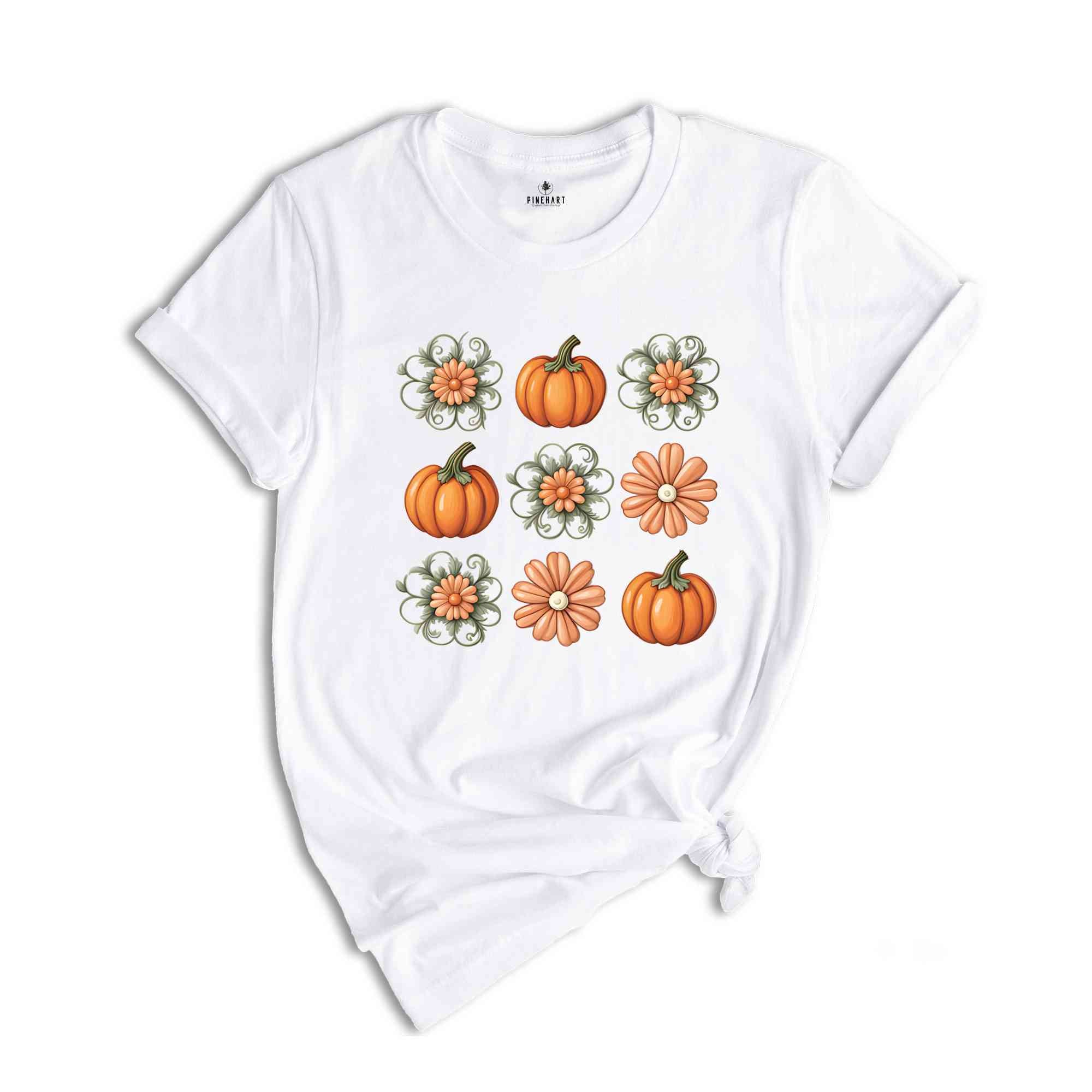 Flower Pumpkin Shirt, Fall Pumpkin Shirt, Flower Shirt, Autumn Shirt, Cozy Season Shirt, Pumpkin Spice Shirt, Hello Pumpkin Shirt