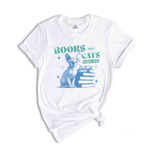 Books And Cats Shirt, Cute Cat Shirt, Mental Health Shirt, Cat Mom Shirt, Librarian Shirt, Cat Lover Shirt, Cat Shirt, Bookish Shirt