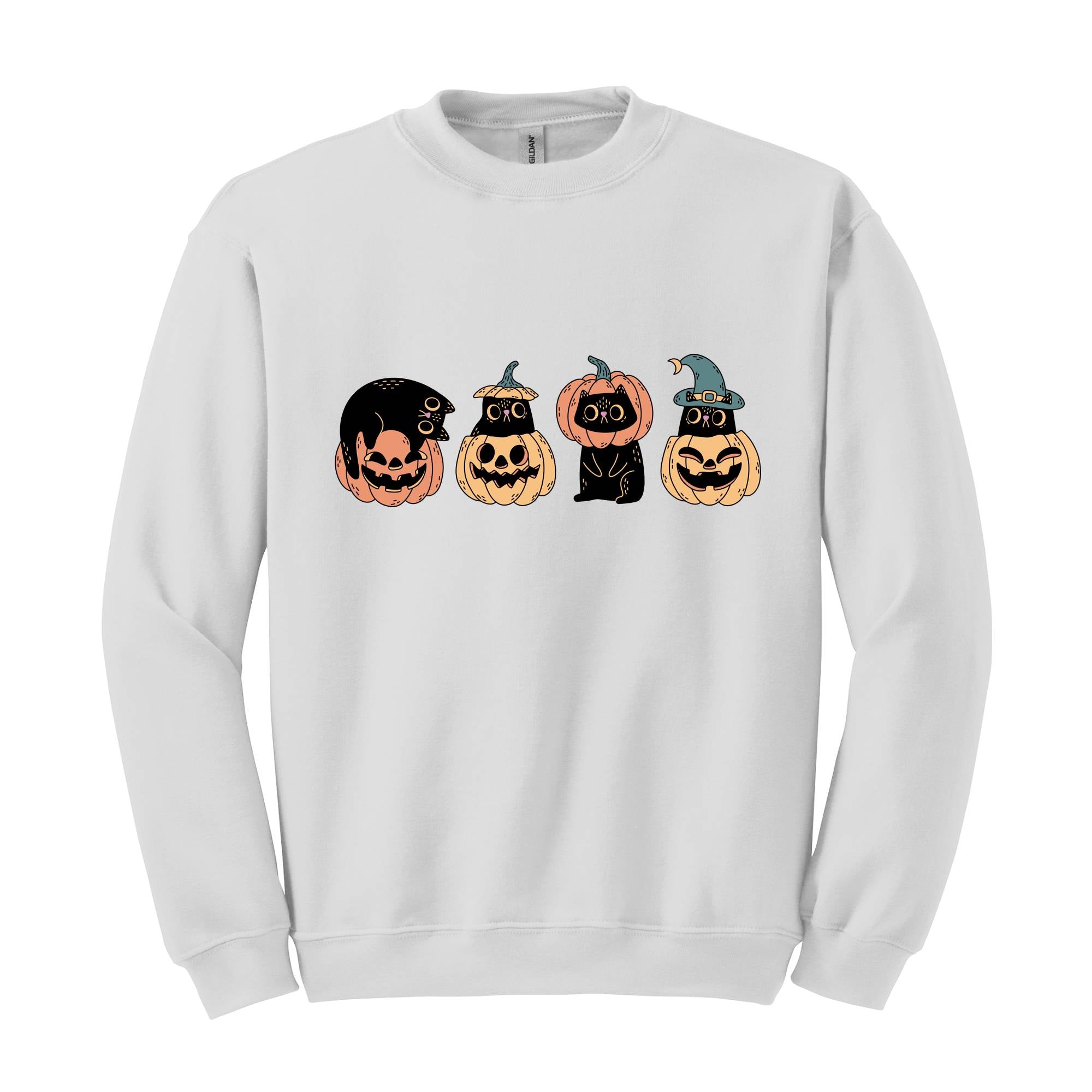 Halloween Cat Pumpkin Sweatshirt, Cute Halloween Sweater, Halloween Gift, Spooky Season Sweatshirt, Pumpkin Shirt, Cat Mom Sweatshirt