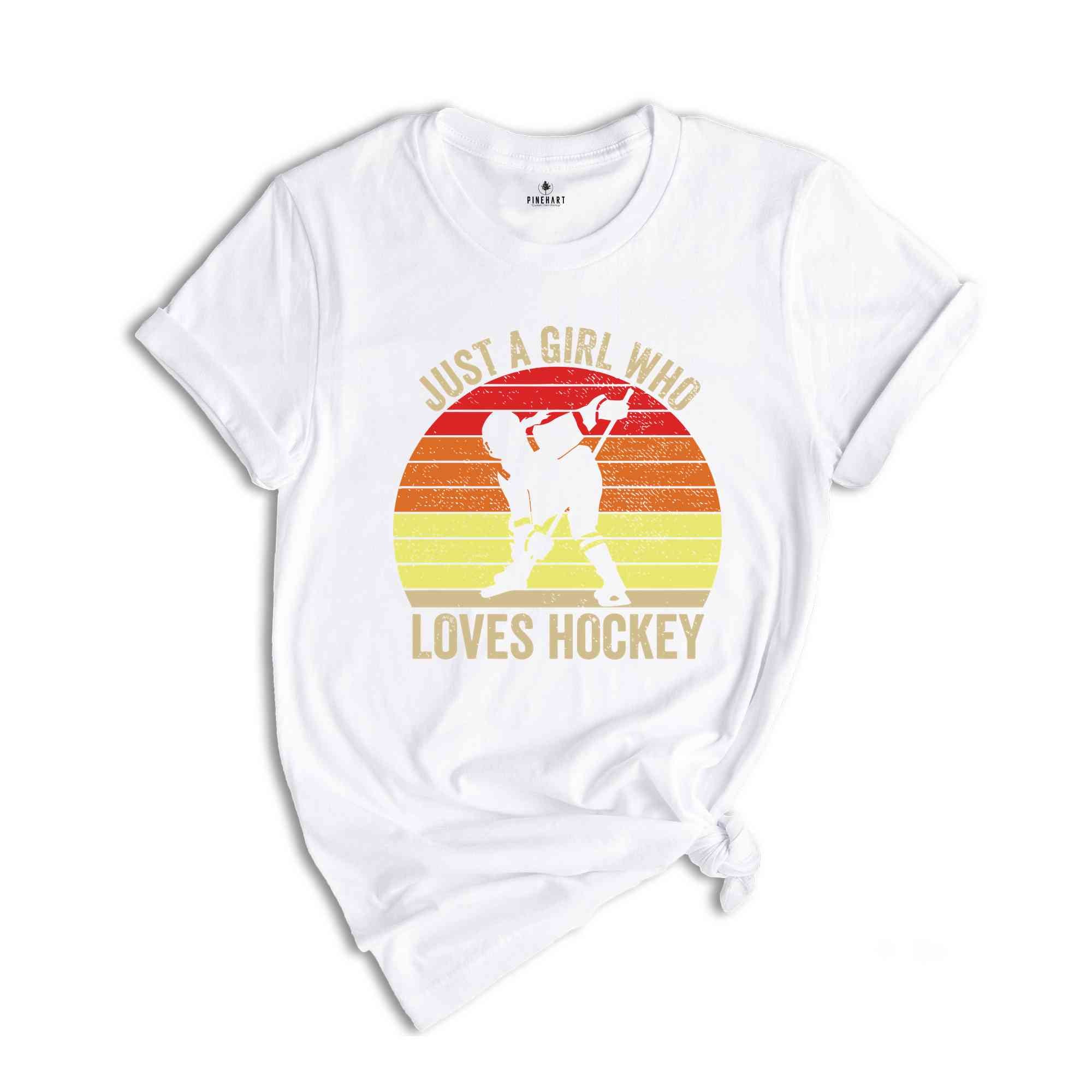 Just A Girl Who Loves Hockey T-Shirt, Minimalist Hockey Player Shirt, Match Day Tee, Gift For Hockey Lover