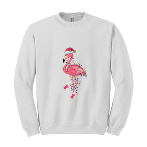 Chrismas Flamingo Sweatshirt, Cute Flamingo Sweater, Animal Christmas Sweatshirt, Santa Beach Sweatshirt, Tropical Christmas