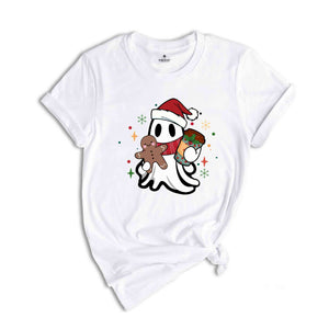 Cute Christmas Ghost With Coffee Shirt, Coffe Lover Christmas Shirt, Ghost Shirt, Cute Christmas Shirt, Christmas Gift, Coffee Shirt