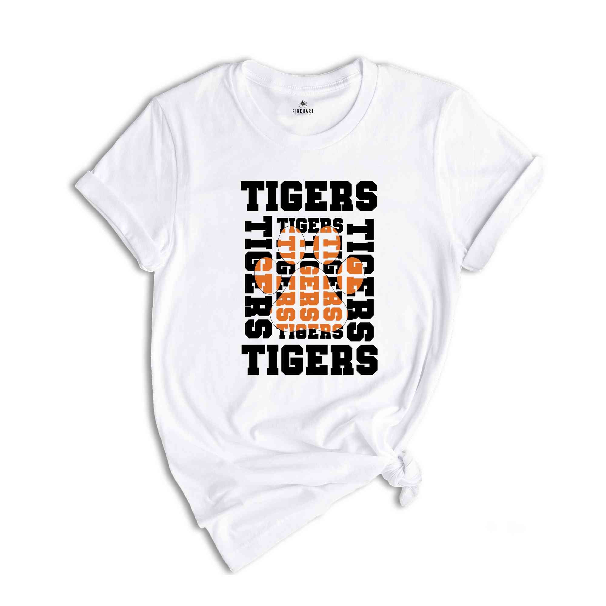 Stacked Tigers Paw, Tigers Mascot Shirt, Tigers Lover Shirt, Tigers Cheer Tee, School Spirit Shirt, Tigers School Team Shirt,