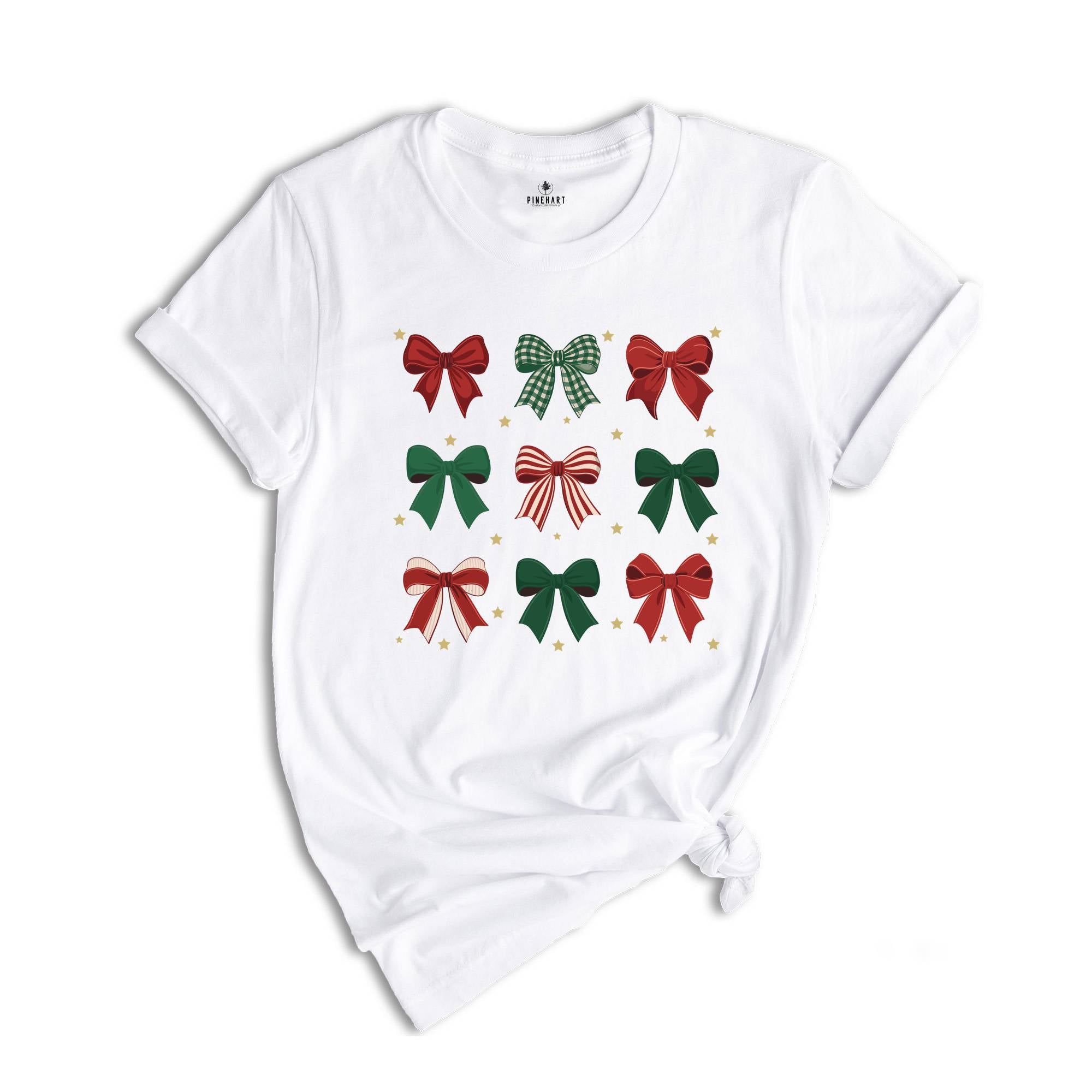 Christmas Bow Shirt, Red Green Bow Christmas Tee, Christmas Vibes Shirt, Girly Christmas Shirt, New Year Gifts, Christian Shirt