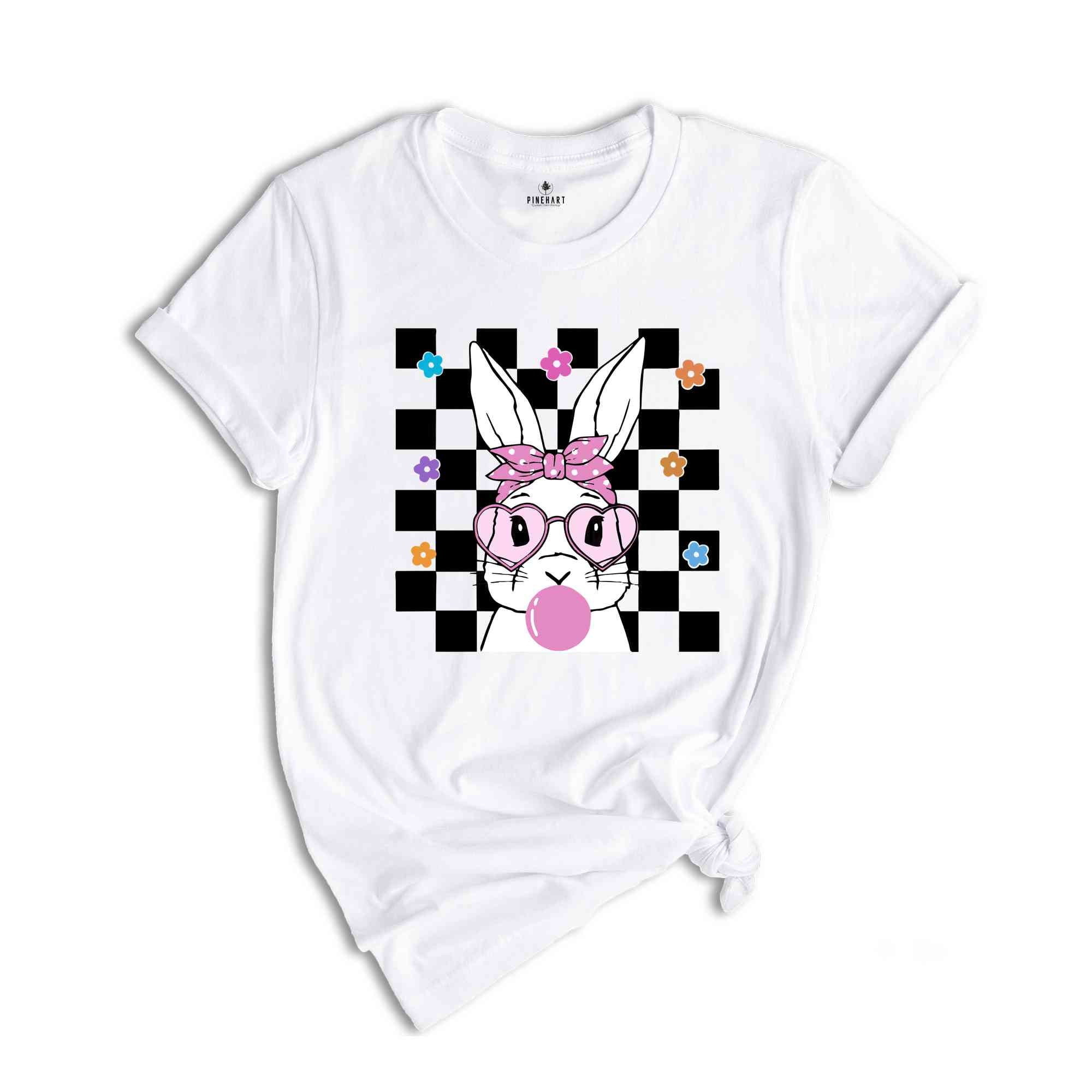 Cute Bunny With Bandana Glasses Bubblegum Shirt, Rabbit Shirt, Easter Rabbit Shirt, Funny Easter Shirt