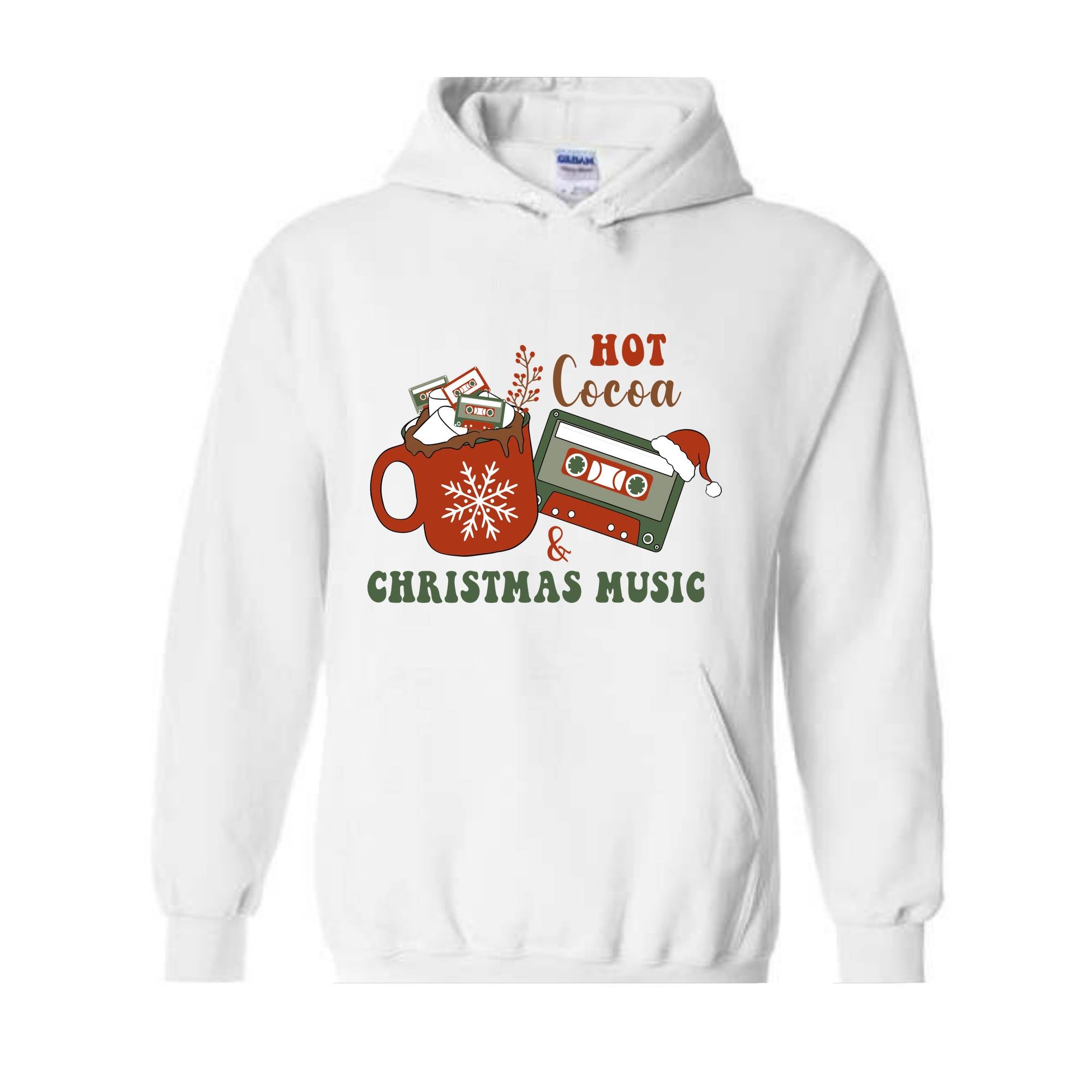 Hot Cocoa and Christmas Music Hoodie, Christmas Party Sweater, Christmas Family, Hot Cocoa Drinks Hoodie