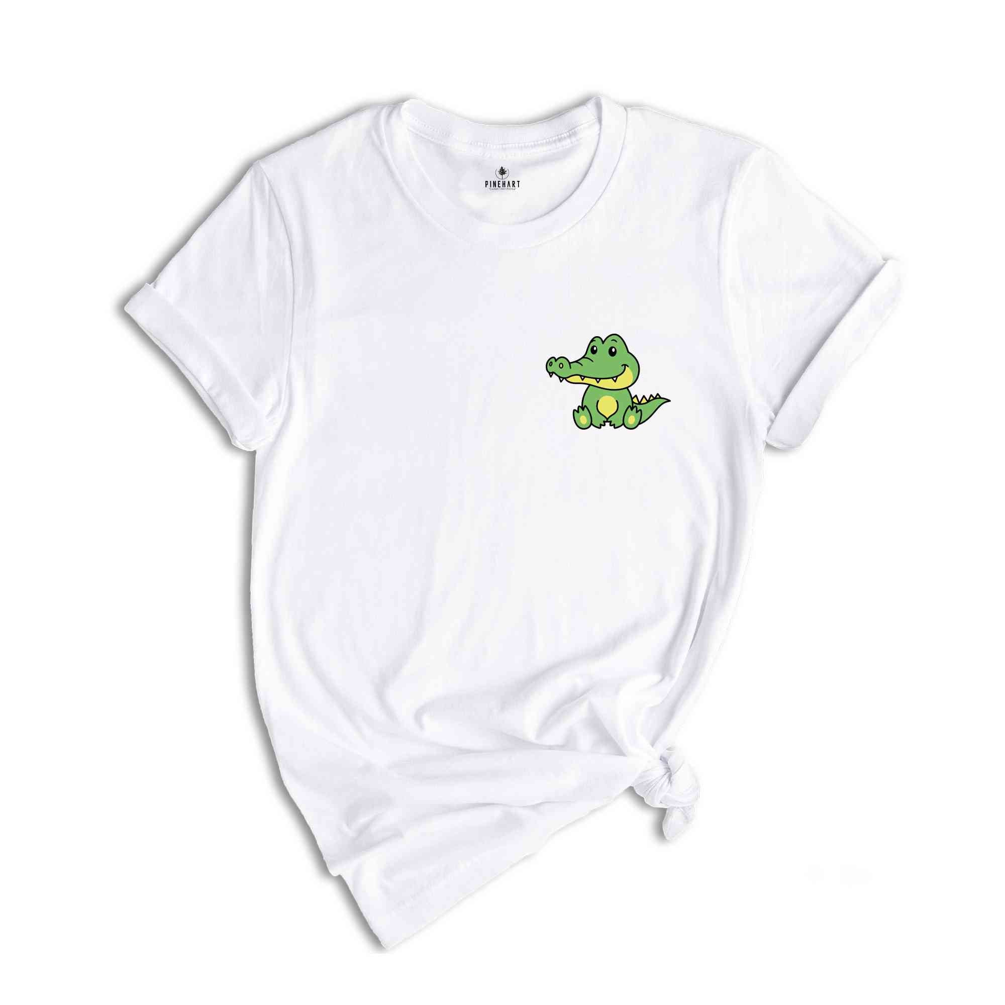 Cute Pocket Crocodile T-Shirt, Lovely Crocodile Shirt, Cute Pocket Animal T-Shirt, Sitting Crocodile Shirt