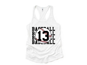 Personalized Baseball Tank, Baseball Racerback Tank Top, Custom Baseball Number Tank Top, Baseball Mom Racerback, Custom Baseball Mom Shirt