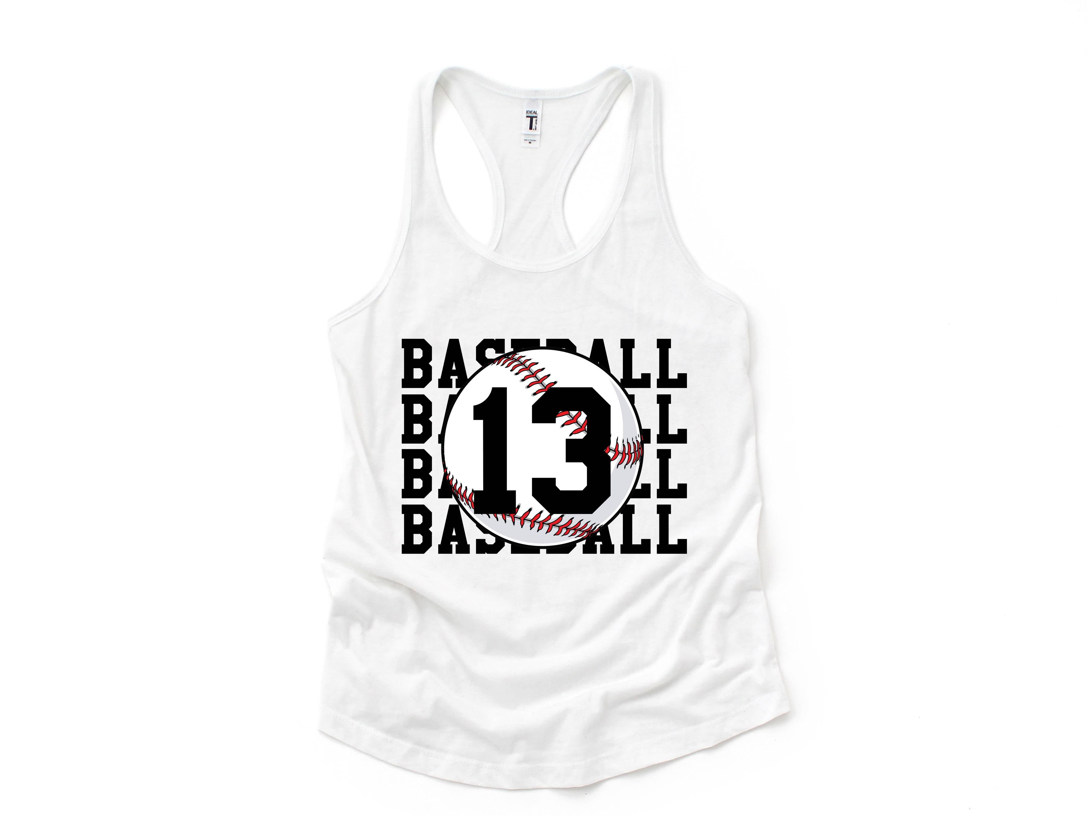 Personalized Baseball Tank, Baseball Racerback Tank Top, Custom Baseball Number Tank Top, Baseball Mom Racerback, Custom Baseball Mom Shirt