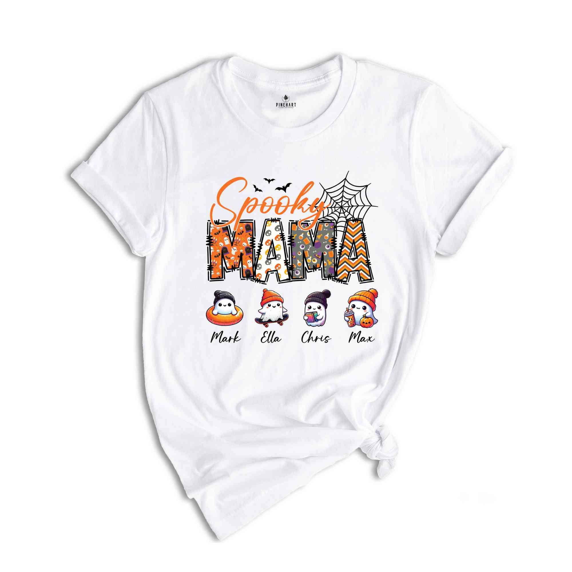 Spooky Mama Custom Shirt, Kids Names Halloween Shirt, Retro Halloween Shirt, Mother Custom Name Shirt, Halloween Mom Shirt, Halloween Shirt