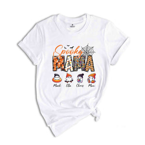 Spooky Mama Custom Shirt, Kids Names Halloween Shirt, Retro Halloween Shirt, Mother Custom Name Shirt, Halloween Mom Shirt, Halloween Shirt