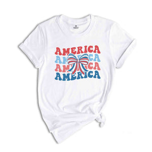 American Flag T-Shirt, Coquette 4th Of July Shirt, 4th of July Gifts, America Tee, Fourth Of July Shirts