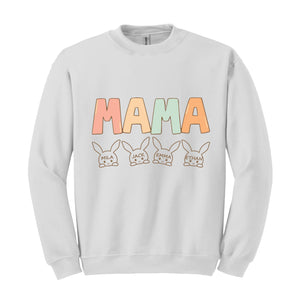 Custom Mama Easter Sweatshirt, Mama Sweatshirt With Kids Names, Happy Easter Sweater, Personalized Easter Day Sweater