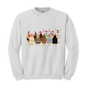 Сute Christmas Chickens Sweatshirt, Christmas Farm Animals Sweat, Chicken Sweater, Christmas Holiday Gifts