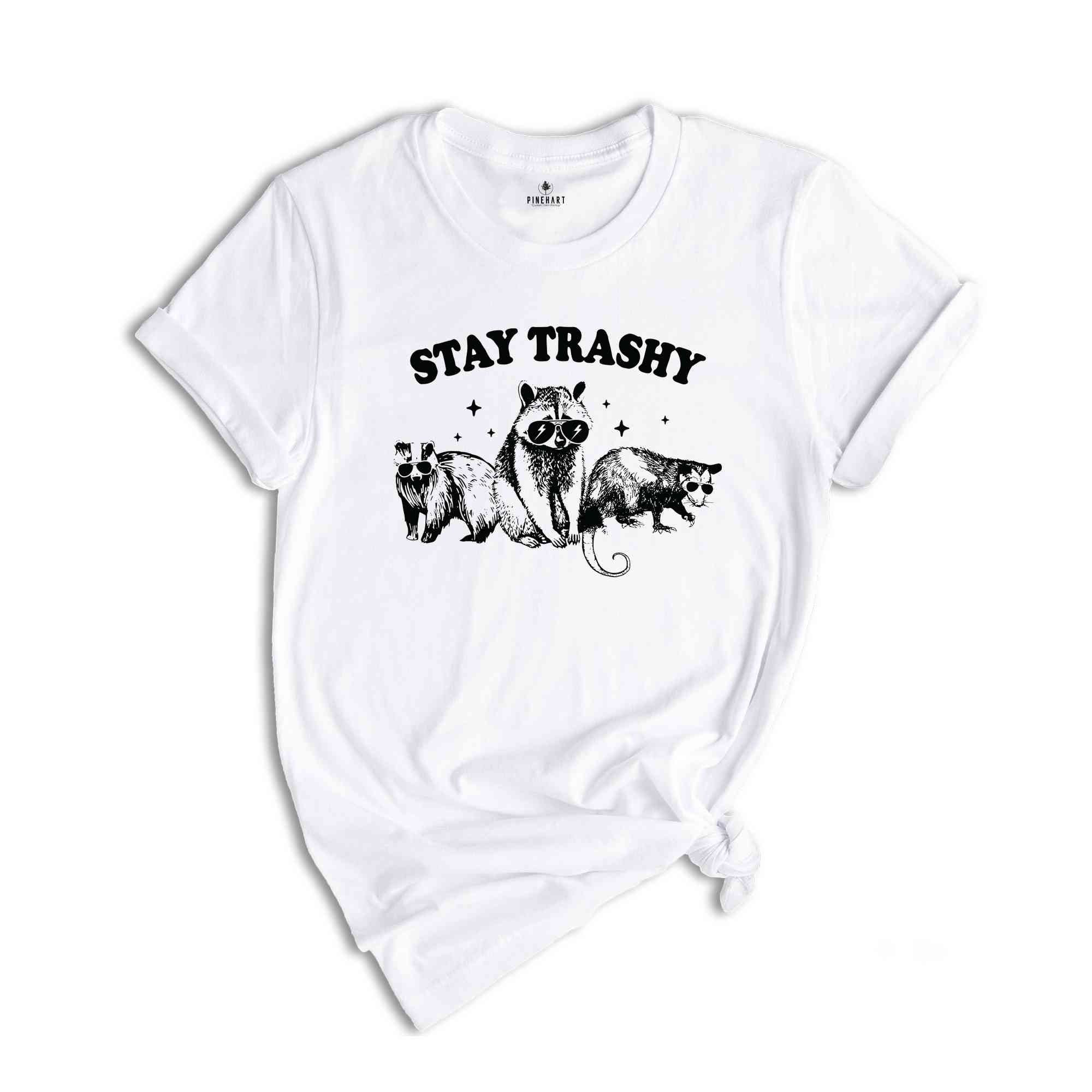 Stay Trashy T-Shirt, Funny Raccoons Squad Shirt, Raccoon Tee, Retro Shirt, Raccoon Memes Gifts, Sarcastic Tee