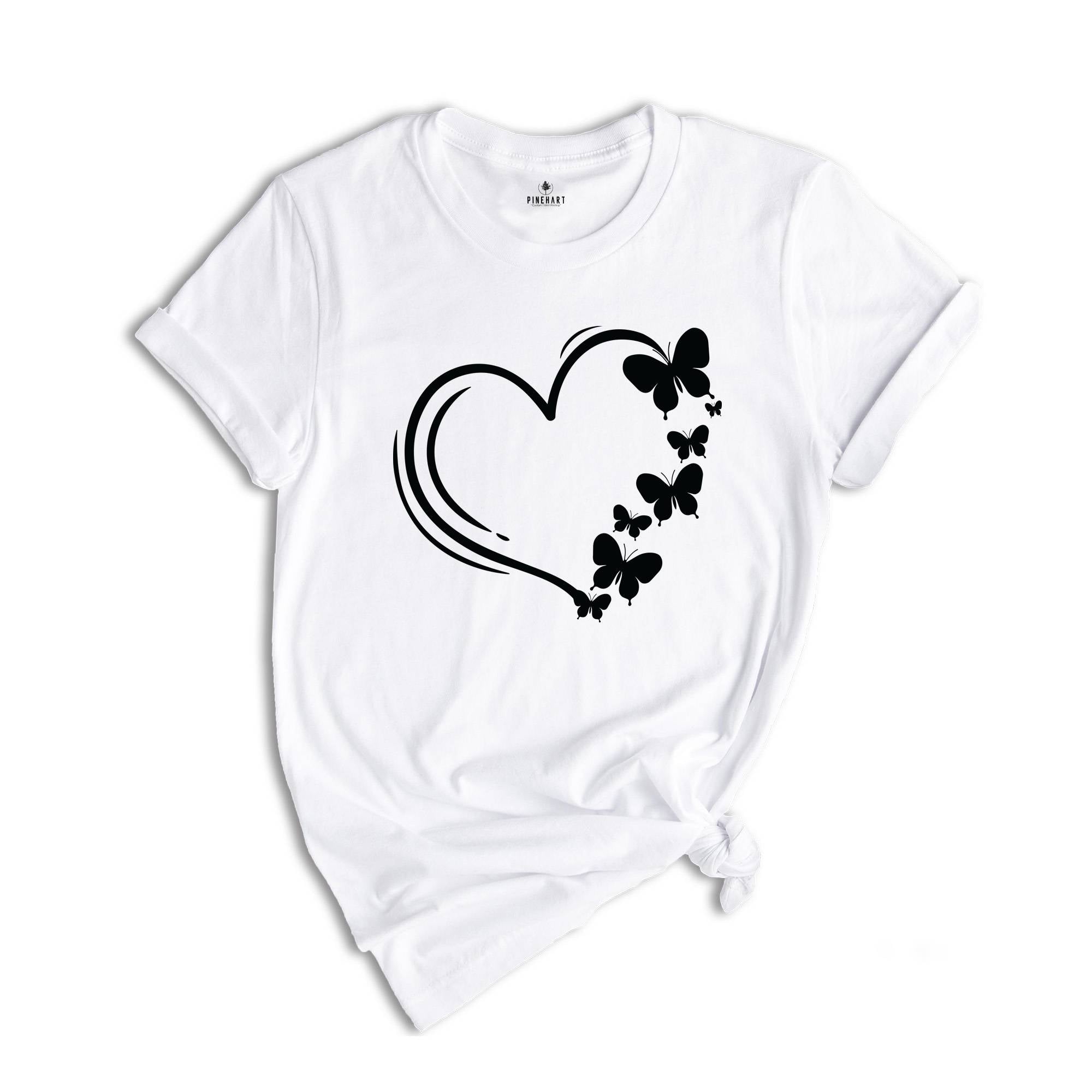 Heart Butterflies Shirt, Heart Shirt, Butterfly Shirt, Summer Valentine's Day Shirt, Valentine's Day Shirt, Valentine Shirt, Love Shirt