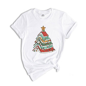 Christmas Books Tree Shirt, Bookish Christmas Shirt, Teacher Christmas Tee, Christmas Book Lover Shirt, Holiday Teacher Gifts