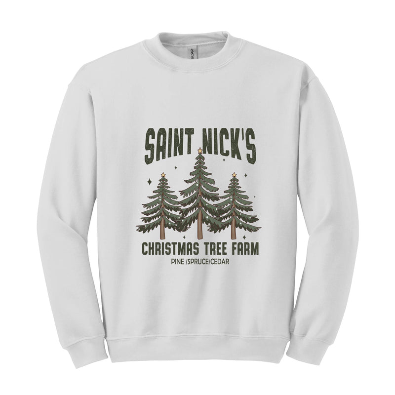 Saint Nick's Christmas Tree Farm Pine Spruce Cedar Sweatshirt, Christmas Sweatshirt, Christmas Gifts, Christmas Tree Sweater