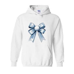 Golf Bow Sweatshirt, Cute Sport Hoodie, Coquette Bow Hoodie, Cute Mom Hoodie, Golf Lover Hoodie, Blue Bow Hoodie, Golf Lover Gift