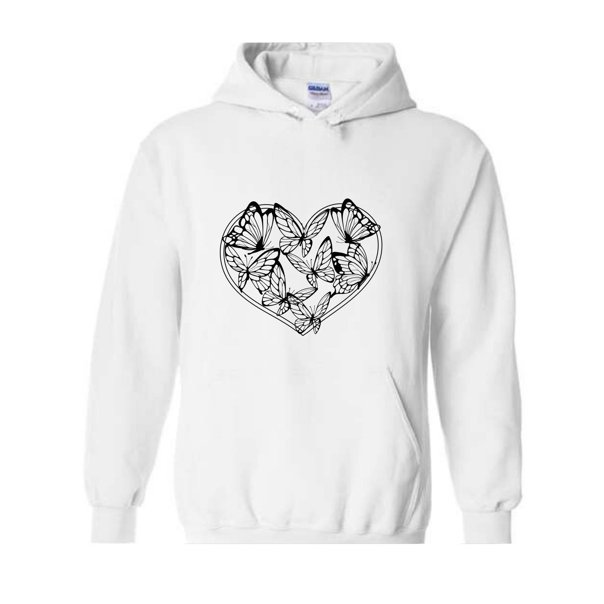 Boho Butterflies Heart Sweatshirt, Butterflies Sweatshirt, Heart Sweatshirt, Butterfly Lover Gift, Butterfly Hoodie, Boho Sweatshirt