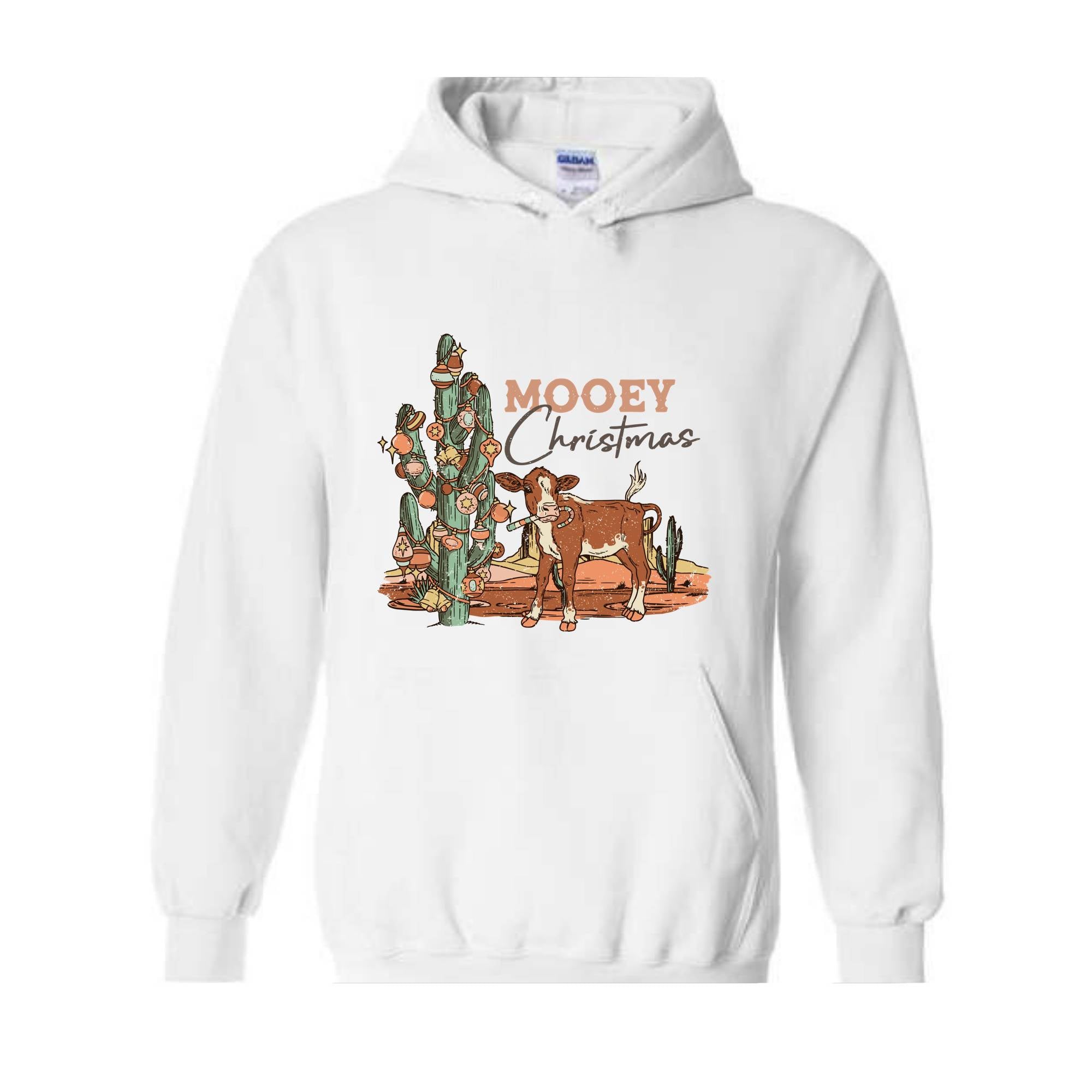 Mooey Christmas Hoodie, Western Christmas Sweater, Cowboy Christmas Hoodie, Country Christmas Hoodie