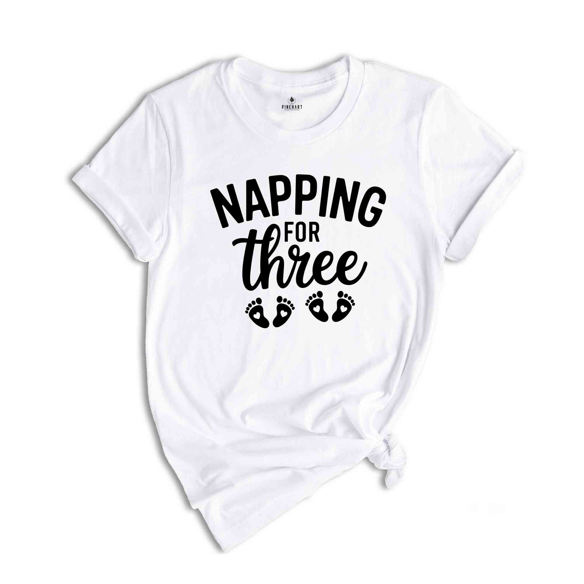 Napping For Three Shirt, Expecting Twins, Pregnancy Reveal Shirt, Pregnancy Announcement, Expecting Mom Shirt, Twin Baby Shower