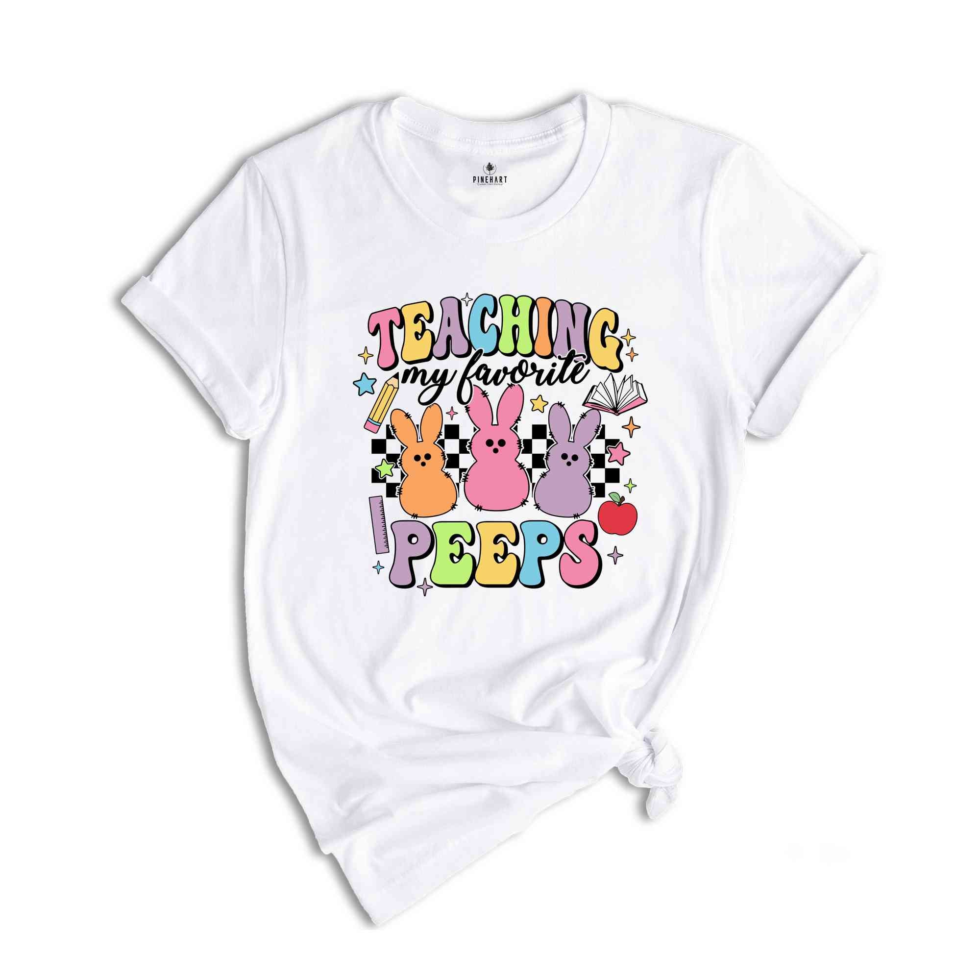 Teaching My Favorite Peeps Shirt, Retro Easter Shirt, Easter Teacher Shirt, Easter Bunny T-Shirt, Peeps Teacher Shirt