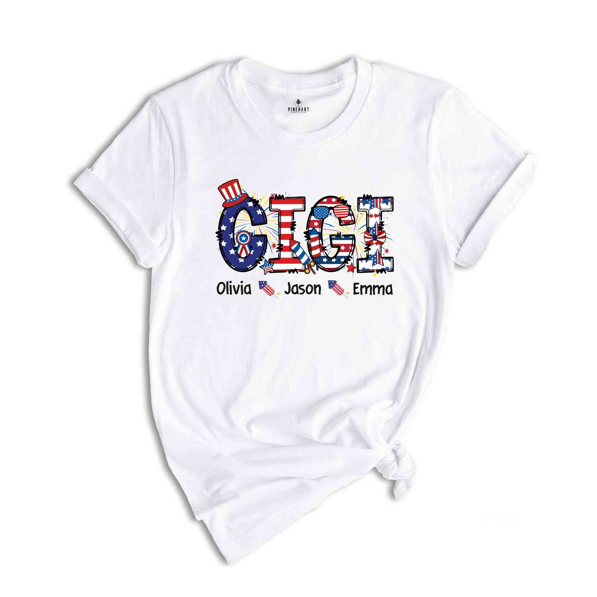 Custom Gigi Shirt, Custom 4th Of July Shirt, Independence Day Shirt, Gift For Gigi, Personalized Gigi Shirt, Republican Shirt, Custom Names