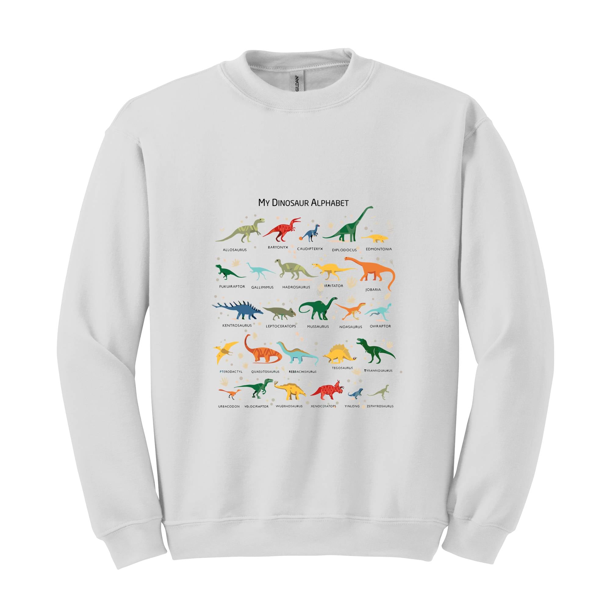 Types Of Dinosaurs Alphabet Sweatshirt, ABC Dino Identification Gift, Tyrannosaurus Rex , Dinosaurs Lover, School