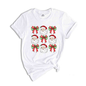 Coquette Christmas Bow Shirt, Santa Face Shirt, Candy Cane Shirt, Cute Christmas Shirt, Christmas Gift, Santa Shirt, Xmas Shirt