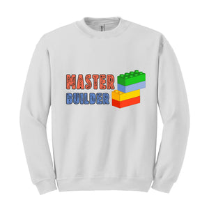 Master Builder Sweatshirt, Building Blocks, Birthday Gift For Kids, Funny Dad, Men Graphic , Building Sweatshirt