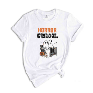 Horror Movies And Chill Halloween Shirt, Halloween Shirt, Sheet Ghosts Shirt, Funny Halloween Shirt, Movie Night Shirt