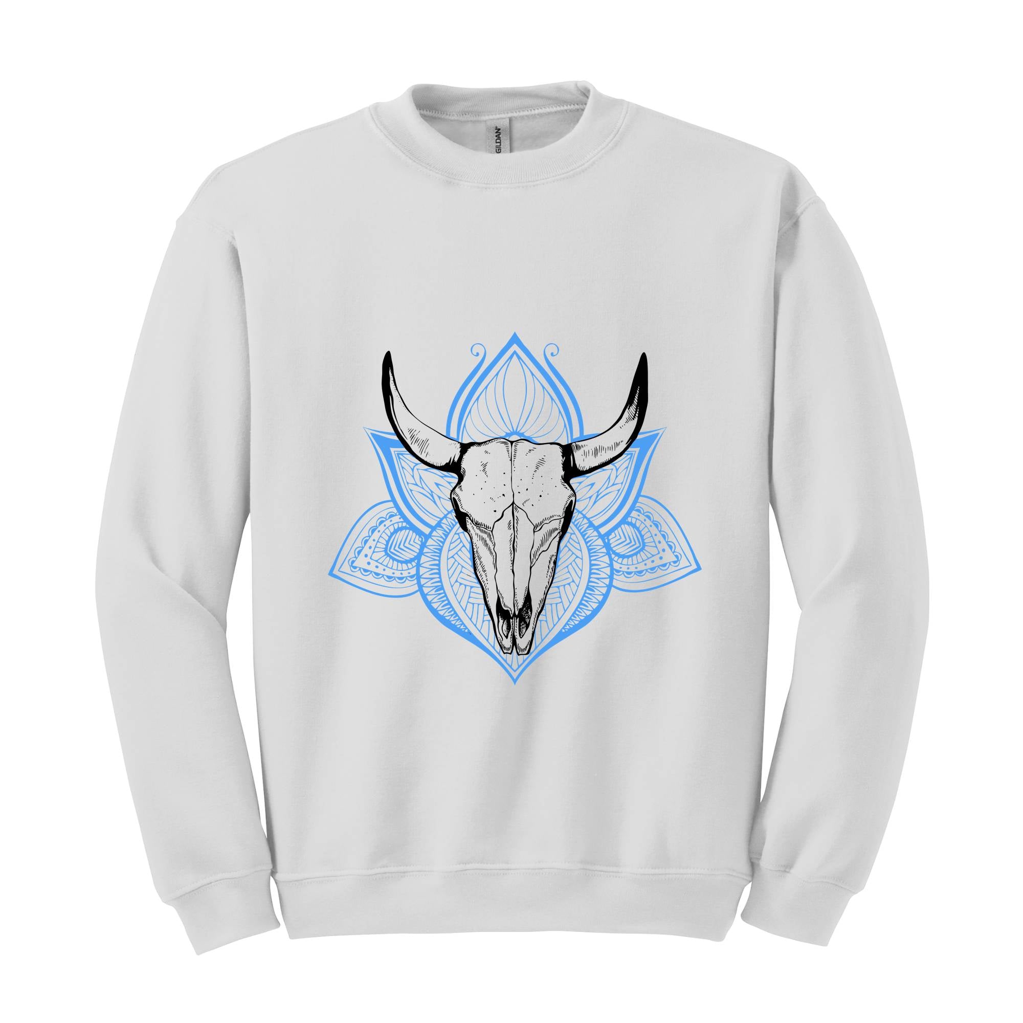 Boho Bull Skull Sweatshirt, Women's Country Sweatshirt, Wallen Sweatshirt, Cowboy Rodeo Sweater, Cowgirl Sweatshirt