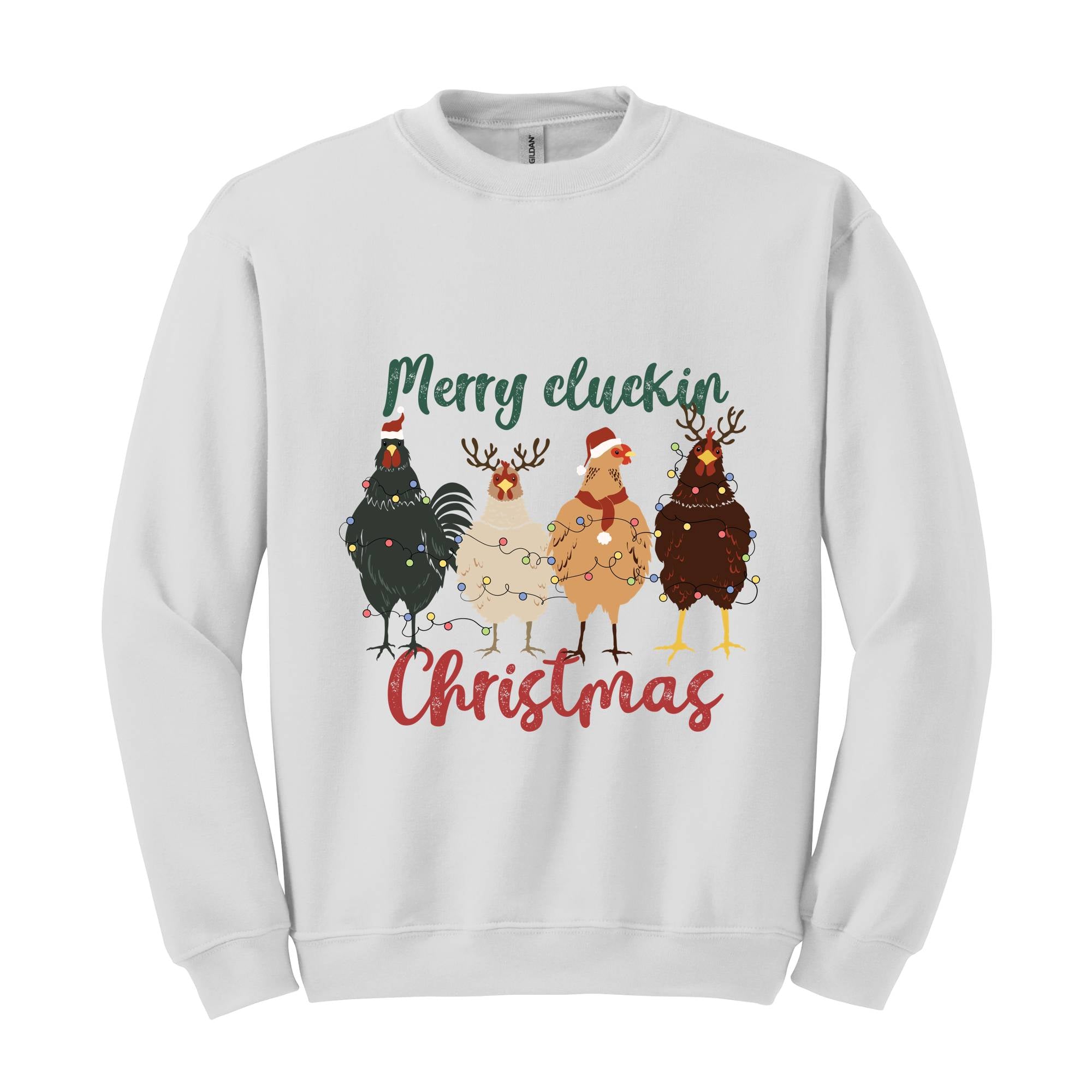 Merry Cluckin Christmas Sweatshirt, Chicken Christmas Sweatshirt, Christmas Farm Animals Sweatshirt, Christmas Sweatshirt, Xmas Sweatshirt