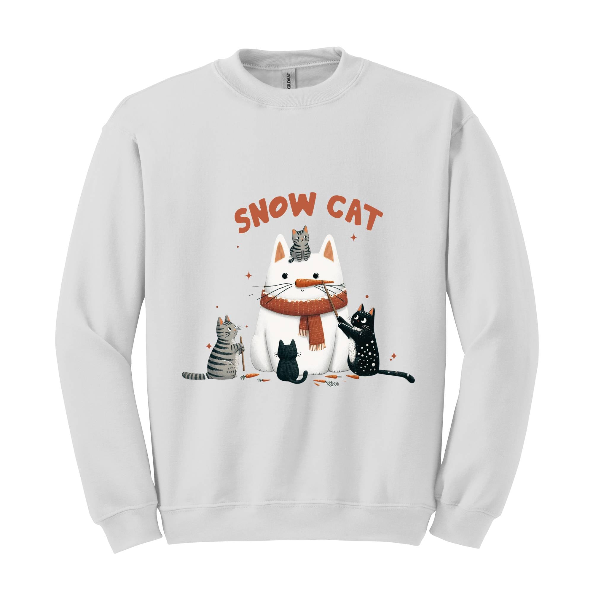 Snow Cat Sweatshirt, Meowy Christmas Sweater, Happy Cat Year Shirt, Cat Christmas Sweatshirt