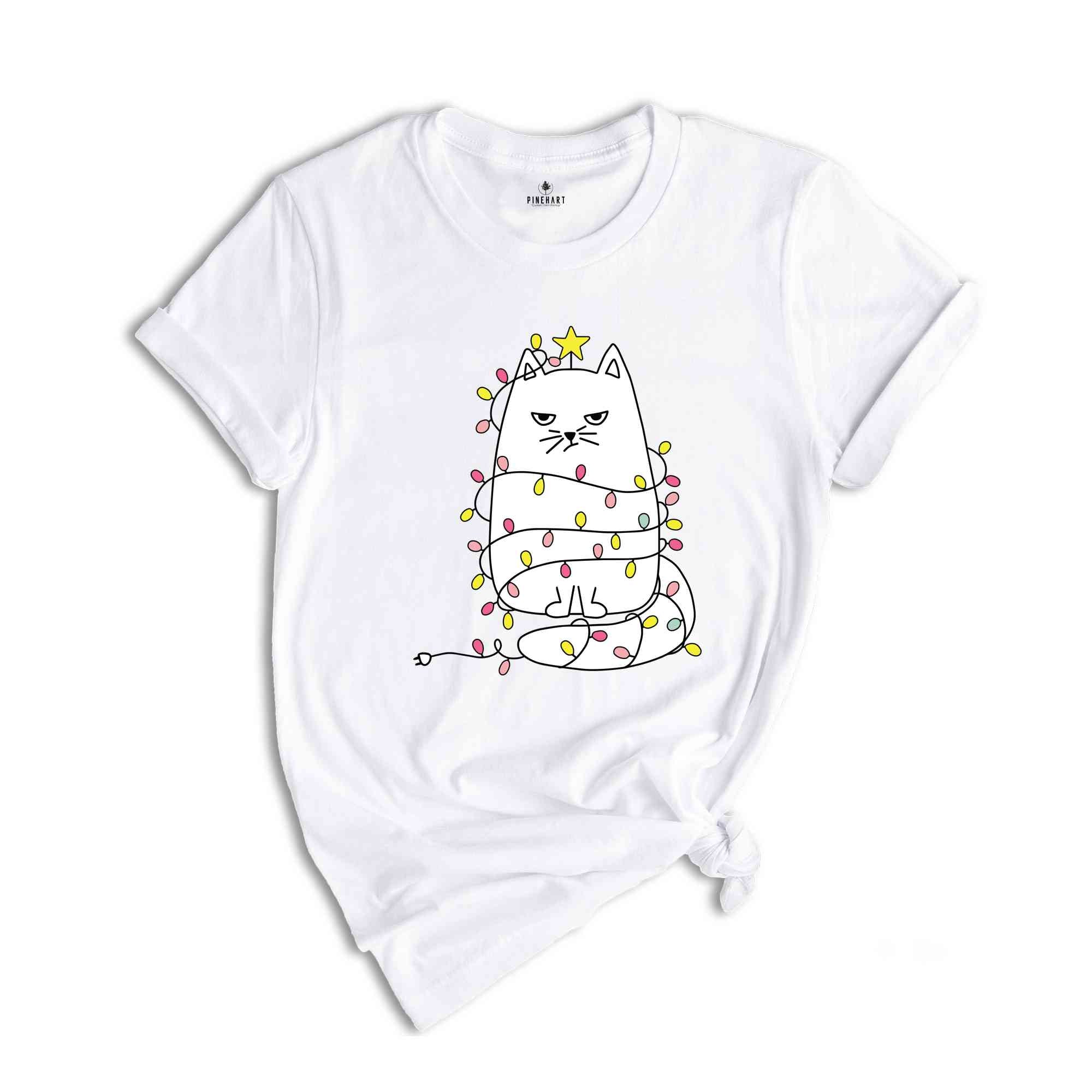 Christmas Lights Cat Shirt, Cute Cat Christmas Shirt, Christmas Cat Shirt, Cat Mom Christmas Shirt, Funny Christmas Shirt, Cat Lover Shirt