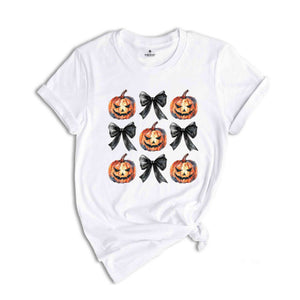 Halloween Coquette Shirt, Halloween Bow Shirt, Pumpkins And Bows Tee, Coquette Pumpkin Shirt, Halloween Gifts, Trick Or Treat Shirt