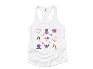 American Tank Top, America Map Tank Top, Fireworks Tank Top, Bow Tank Top, 4th Of July Tank Top, Independence Day Tank Top, Memorial Tank