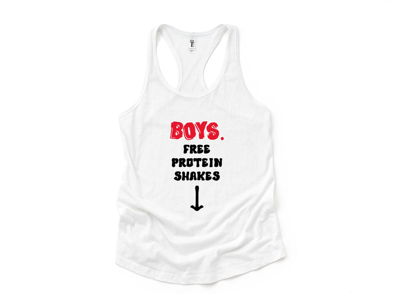 Boys. Free Protein Shakes Tank Top, Funny Tank Top, Humorous Tank Top, Women Tank Top, Gift For Her, Funny Women Tanks