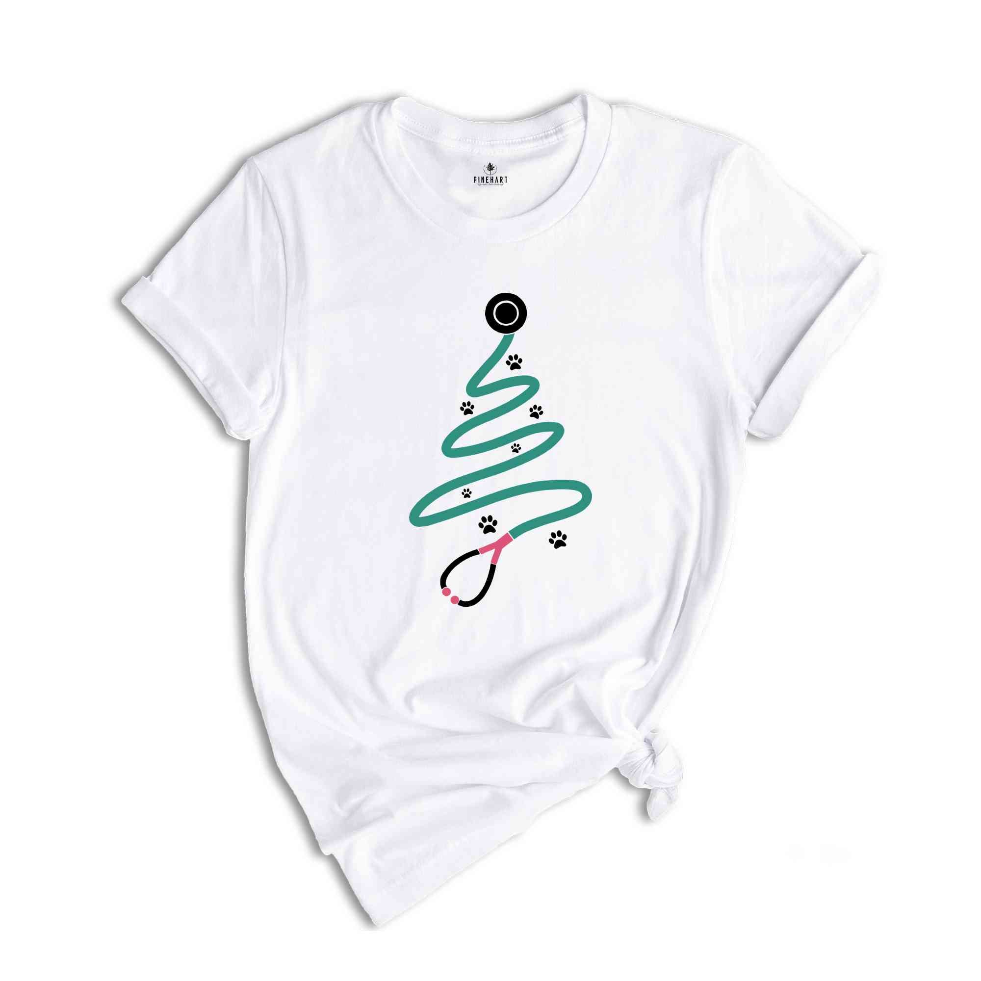 Stethoscope Christmas Tree Shirt, Veterinarian Christmas Gift, Vet Tech Gift, Animal Doctor Tee, Christmas Outfit