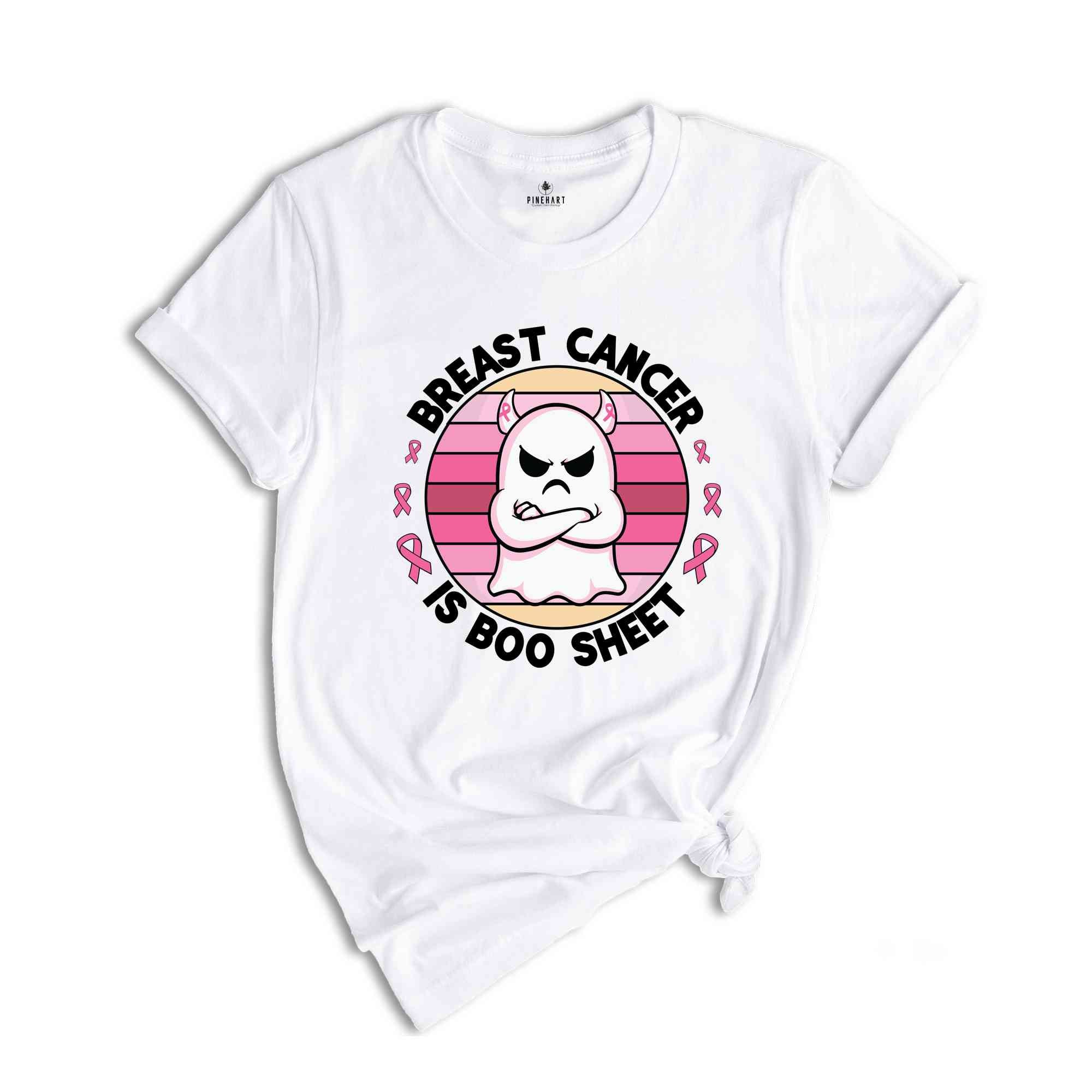 Breast Cancer Is Boo Sheet Shirt, Halloween Cancer Awareness Shirt, Halloween Ghost Shirt, In October We Wear Pink, Pink Ribbon Shirt