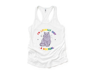 Funny I'm literally just a bisexual Queer Tank, Bi pride Tank, Bisexual Tank, Funny Cat Tank, Pride Tank, Queer Tank, Cat Owner Gift