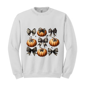 Coquette Halloween Sweatshirt, Pumpkin Sweatshirt, Halloween Crewneck, Halloween Gift, Pumpkin Spice Shirt, Spooky Season Sweater